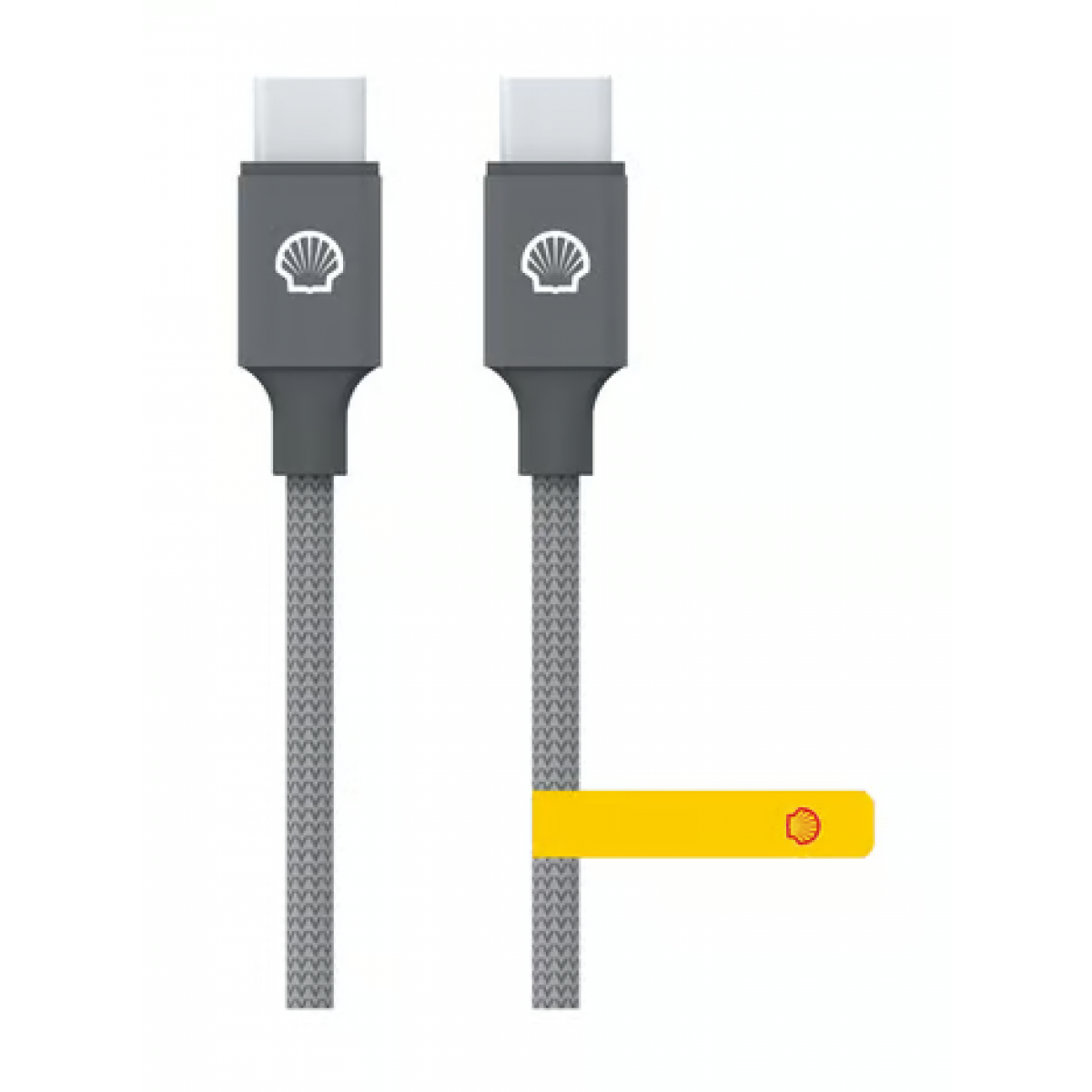 Shell USB-C to USB-C 灰銀尼龍編織充電線 (CB-CC012): 反光編織、480Mbps傳輸、1米長